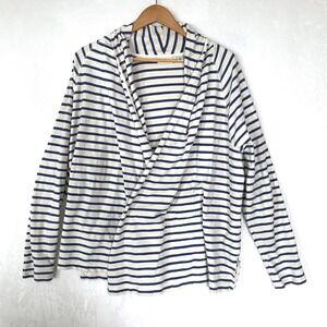 LLBean Striped Long Sleeve Hooded Open Front Cardigan Sweater Women XL